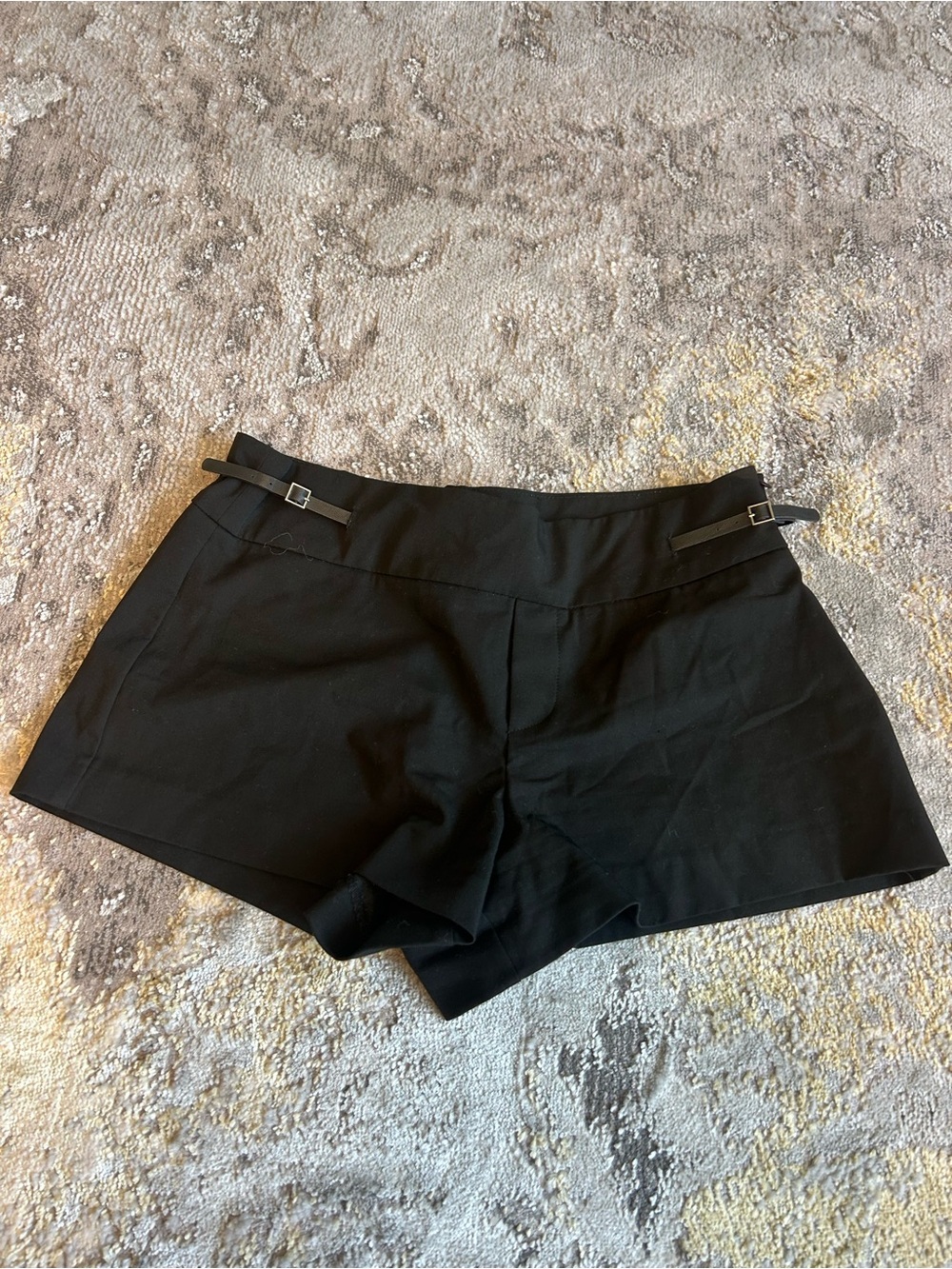 Zara Black High-Waist Tailored Shorts with Side Buckles